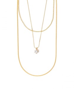 3連 キュービックジルコニア ネックレス