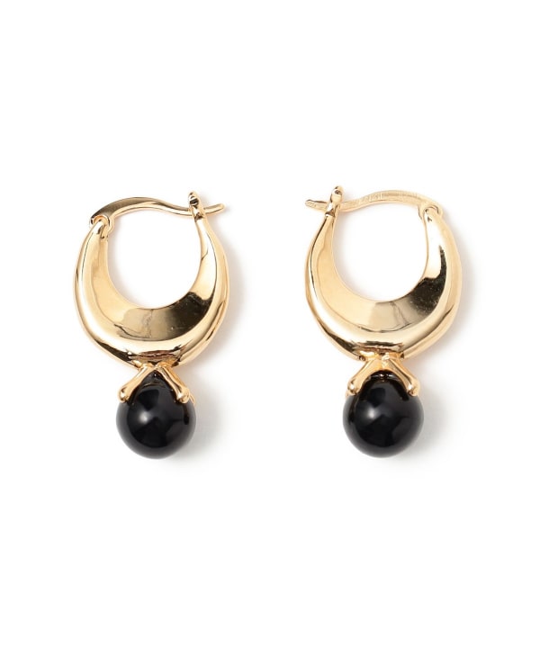 BEAMS HEART（ビームス ハート）ブラック ストーン フープ ピアス