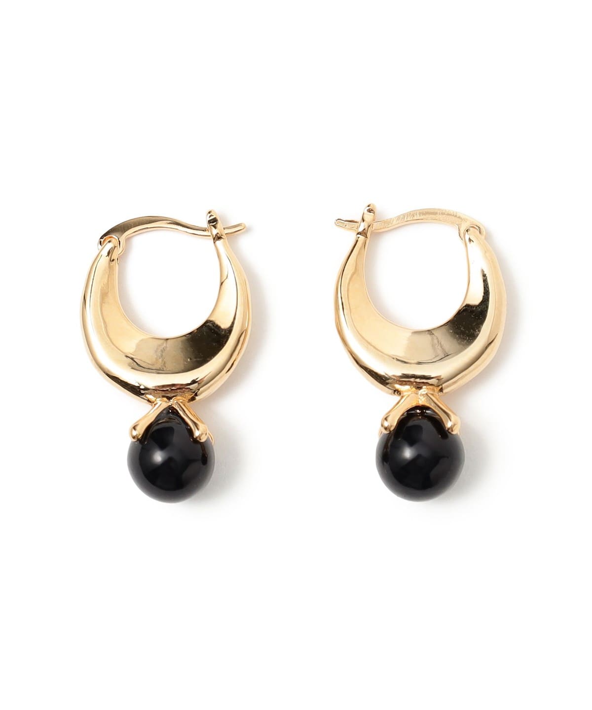 BEAMS HEART（ビームス ハート）ブラック ストーン フープ ピアス