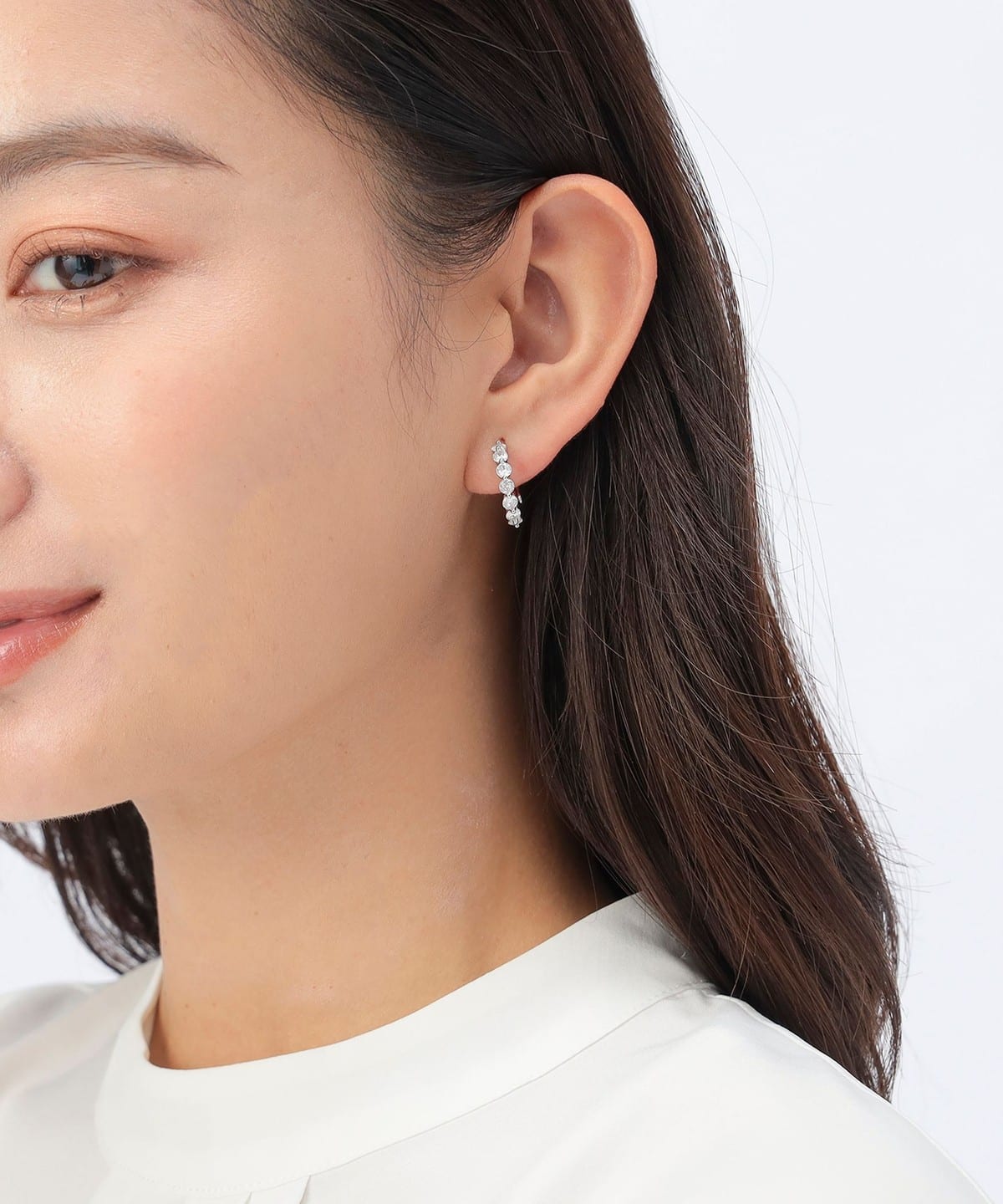 ジルコニア ハーフ イヤリング アクセサリー WOMEN SILVER ONE SIZE