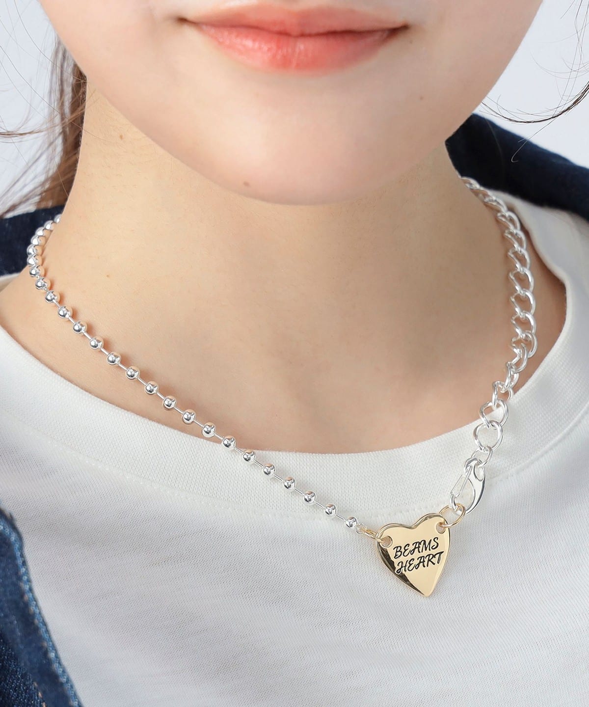 BEAMS HEART（ビームス ハート）ハート ロゴプレート ネックレス