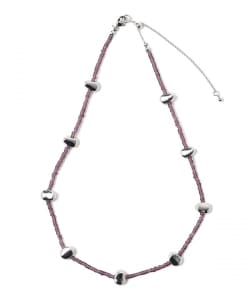 マット ビーズ×メタル ネックレス