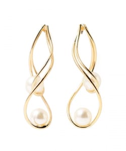 フェイクパール 細ライン ピアス