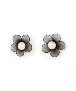 パール メッシュ フラワー ピアス