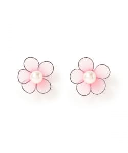 パール メッシュ フラワー ピアス