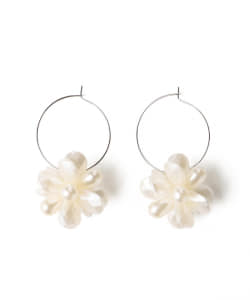 フラワーパール フープピアス