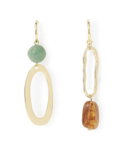 BEAMS HEART / フープ カラーストーンイヤリング