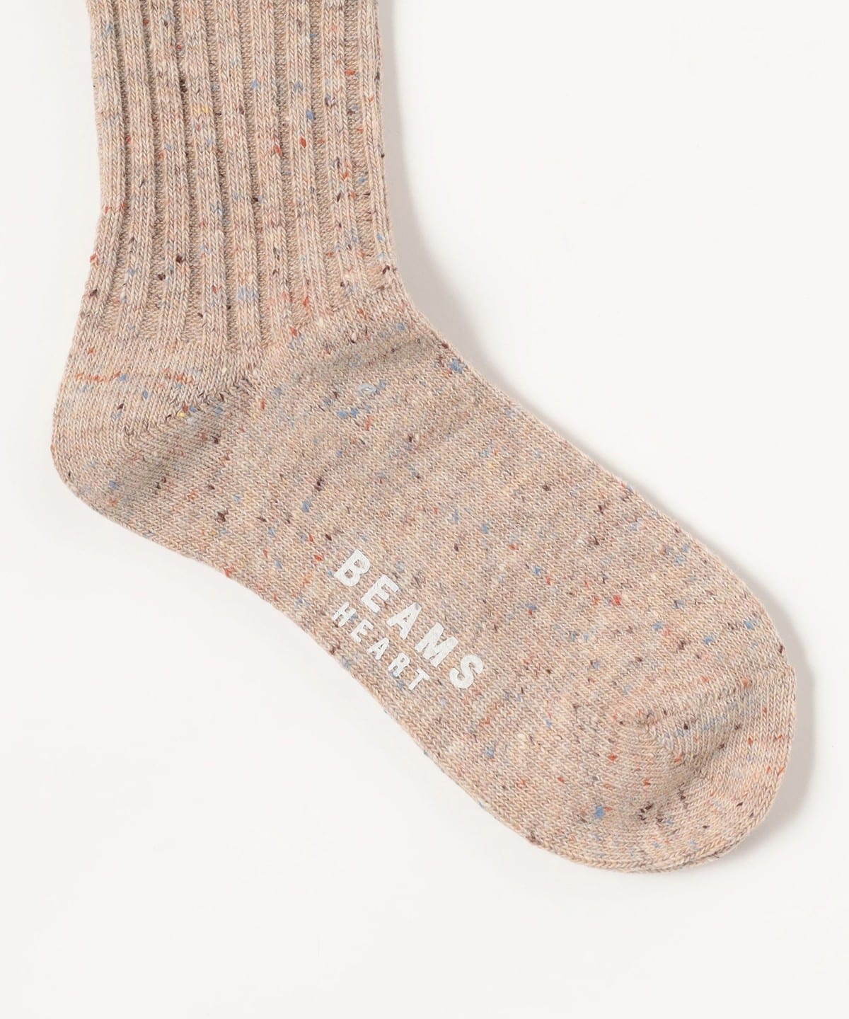 GGロゴ ベージュ ソックス BEAMS HEART（ビームス ハート）ネップ 配色 ソックス（レッグ