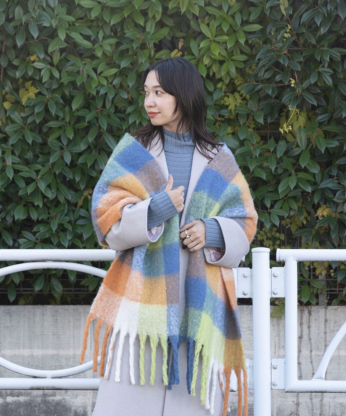 ブークレ マルチチェック ストール ファッション雑貨 WOMEN BLUE ONE SIZE ブークレ マルチチェック ストール ファッション雑貨 WOMEN BLUE ONE SIZE