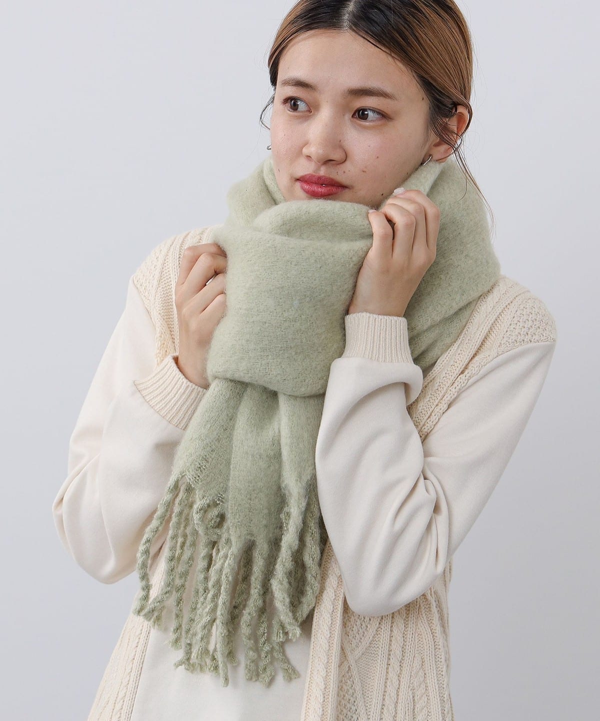 無地 フリンジストール ファッション雑貨 WOMEN MINT GREEN ONE SIZE 無地 フリンジストール ファッション雑貨 WOMEN MINT GREEN ONE SIZE