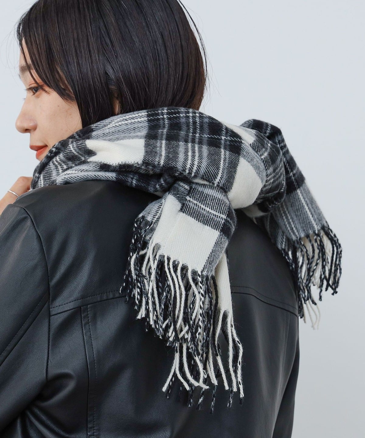 チェック柄 大判ストール ファッション雑貨 WOMEN BLACK ONE SIZE チェック柄 大判ストール ファッション雑貨 WOMEN BLACK ONE SIZE