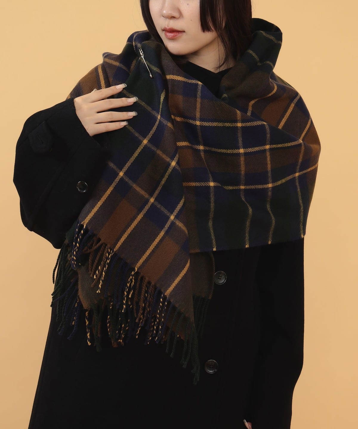 チェック柄 大判ストール ファッション雑貨 WOMEN NAVY ONE SIZE チェック柄 大判ストール ファッション雑貨 WOMEN NAVY ONE SIZE