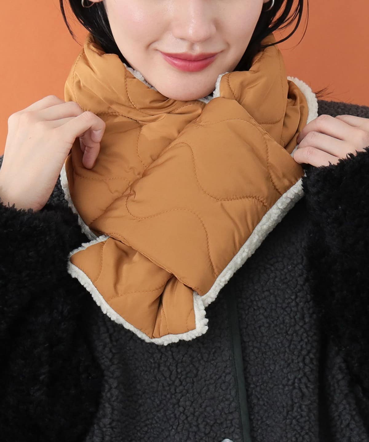 キルティング × ボア マフラー ファッション雑貨 WOMEN CAMEL ONE SIZE キルティング × ボア マフラー ファッション雑貨 WOMEN CAMEL ONE SIZE