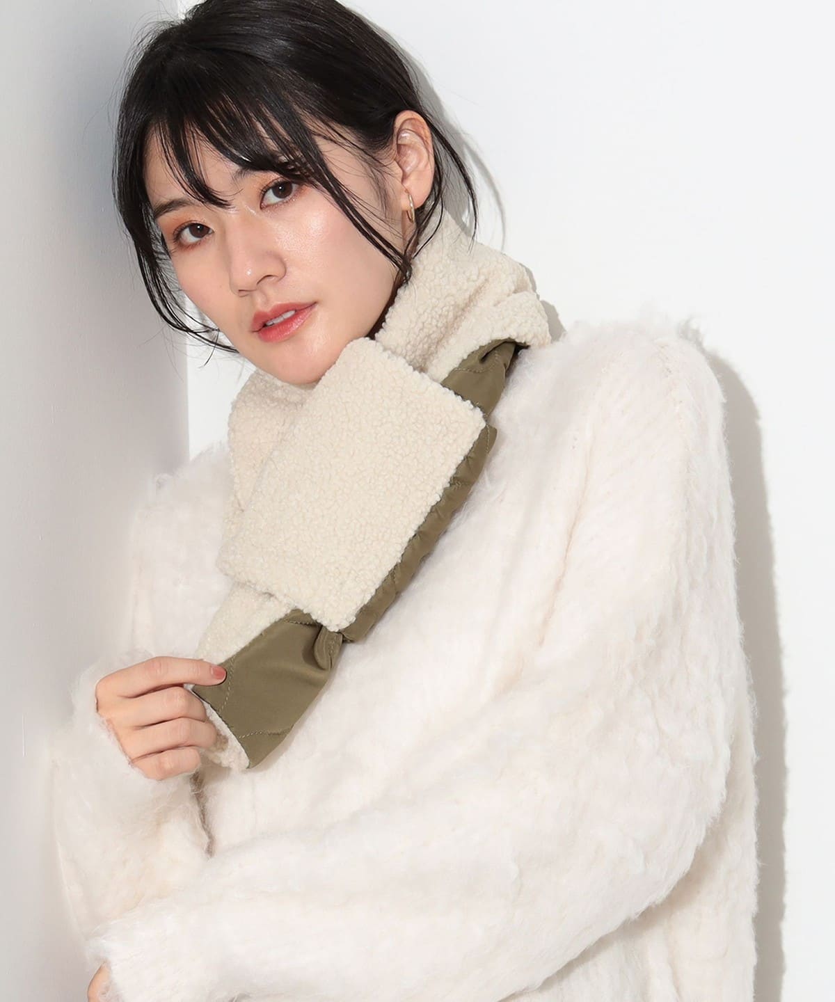 キルティング × ボア マフラー ファッション雑貨 WOMEN OLIVE② ONE SIZE キルティング × ボア マフラー ファッション雑貨 WOMEN OLIVE② ONE SIZE