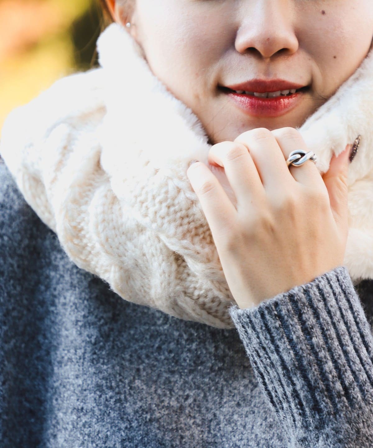 ケーブルニット × ファー コンビ スヌード ファッション雑貨 WOMEN IVORY ONE SIZE ケーブルニット × ファー コンビ スヌード ファッション雑貨 WOMEN IVORY ONE SIZE