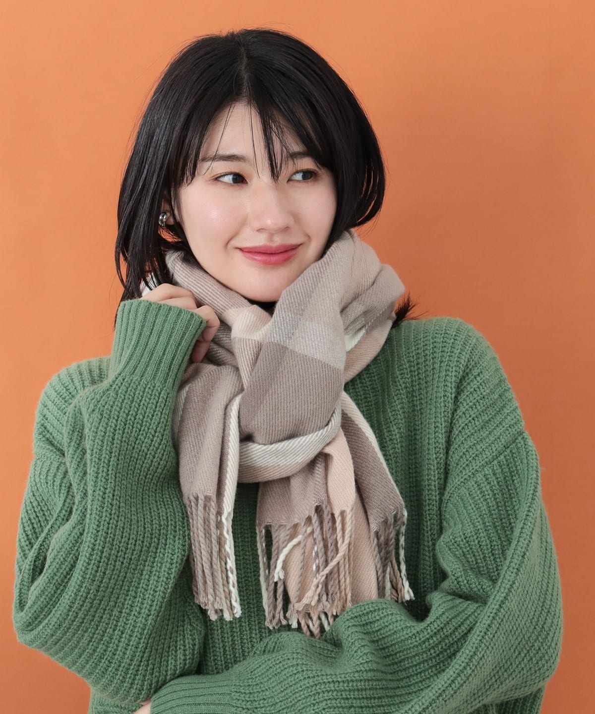 チェック柄 大判ストール ファッション雑貨 WOMEN BEIGE ONE SIZE チェック柄 大判ストール ファッション雑貨 WOMEN BEIGE ONE SIZE