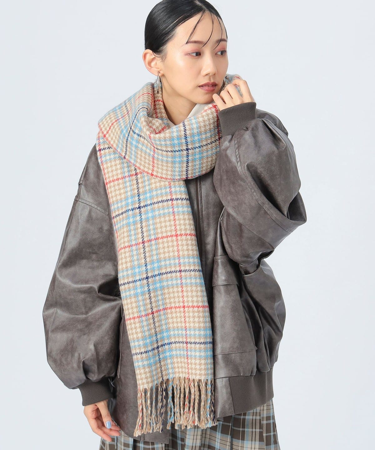 リバーシブル チェック柄 ストール ファッション雑貨 WOMEN BEIGE ONE SIZE リバーシブル チェック柄 ストール ファッション雑貨 WOMEN BEIGE ONE SIZE