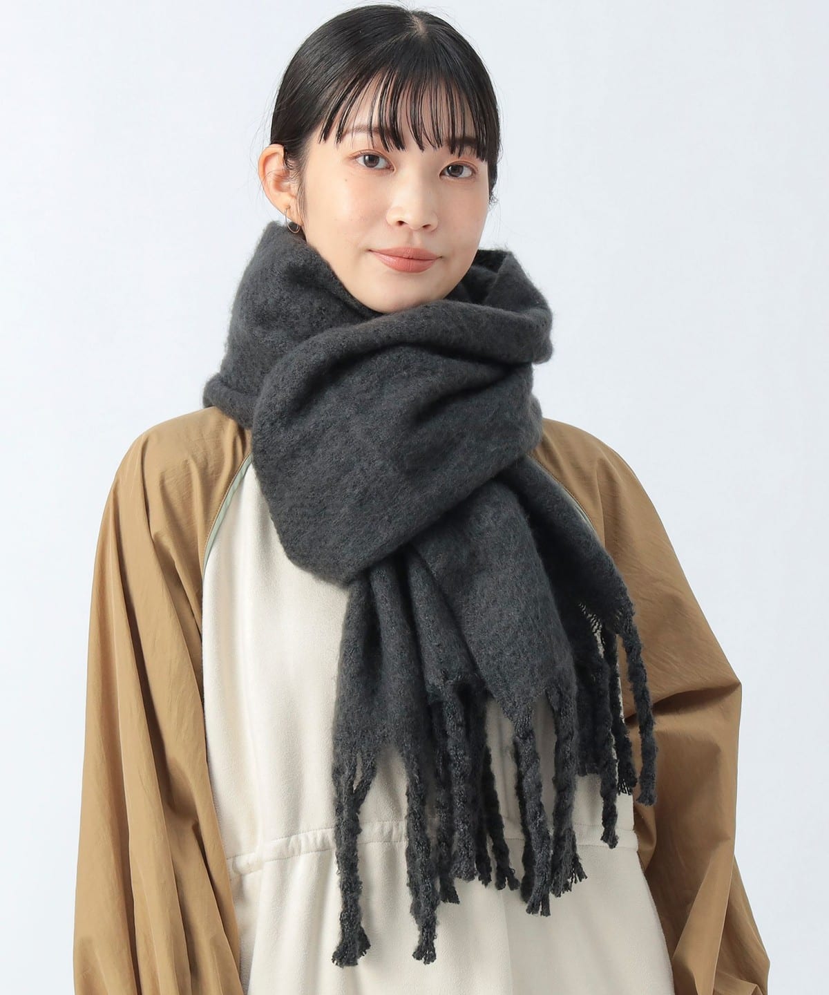 フリンジ ストール ファッション雑貨 WOMEN CHARCOAL ONE SIZE