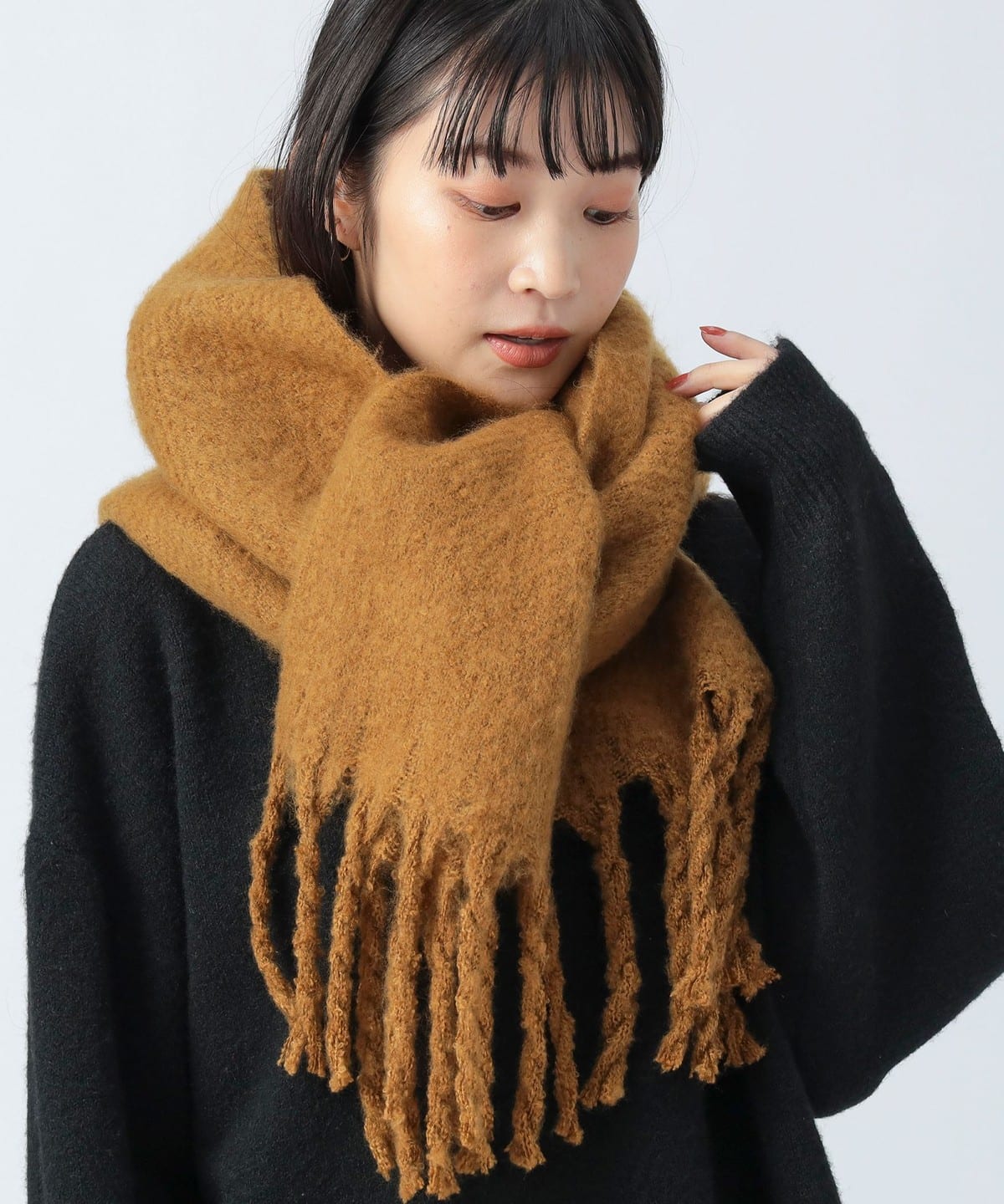 フリンジ ストール ファッション雑貨 WOMEN CAMEL ONE SIZE