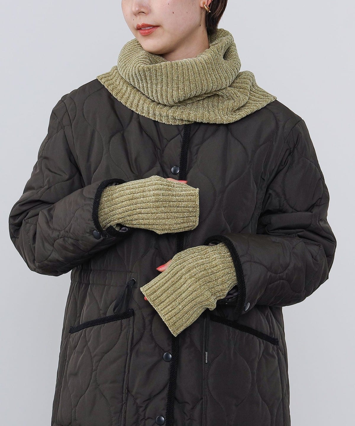 モールヤーン ウォーマー セット ファッション雑貨 WOMEN LIGHT GREEN ONE SIZE モールヤーン ウォーマー セット ファッション雑貨 WOMEN LIGHT GREEN ONE SIZE