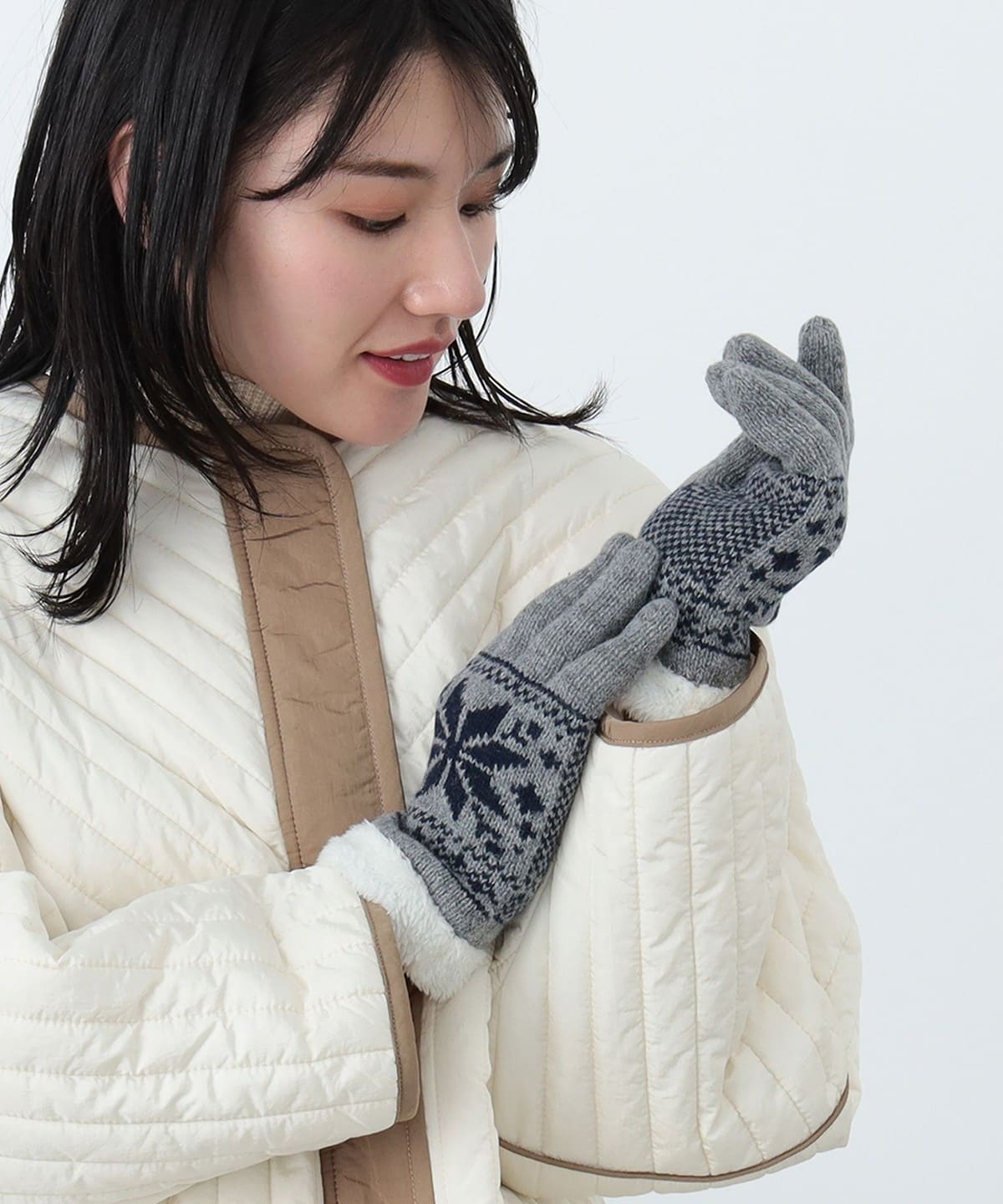 スノー柄 裏ボア グローブ ファッション雑貨 WOMEN GREY ONE SIZE スノー柄 裏ボア グローブ ファッション雑貨 WOMEN GREY ONE SIZE