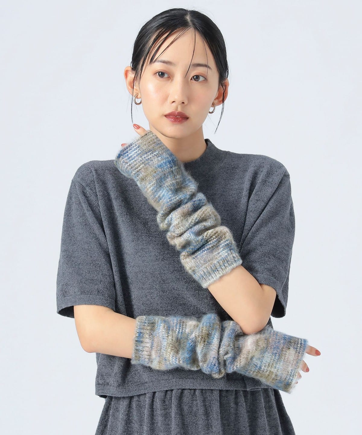 ミックス アームウォーマー ファッション雑貨 WOMEN NAVY ONE SIZE