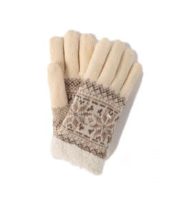 BEAMS HEART / 裏ボア 雪柄グローブ