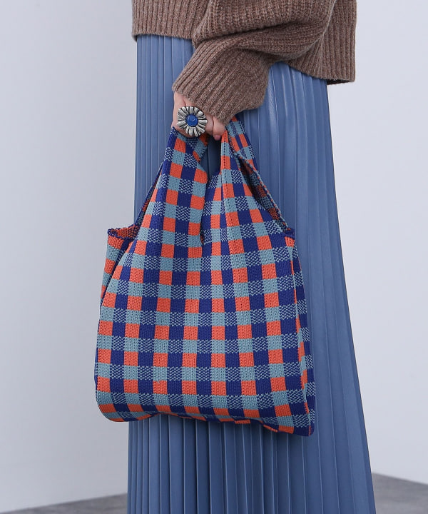 BEAMS HEART BEAMS HEART BEAMS HEART / Gingham knit bag (bag