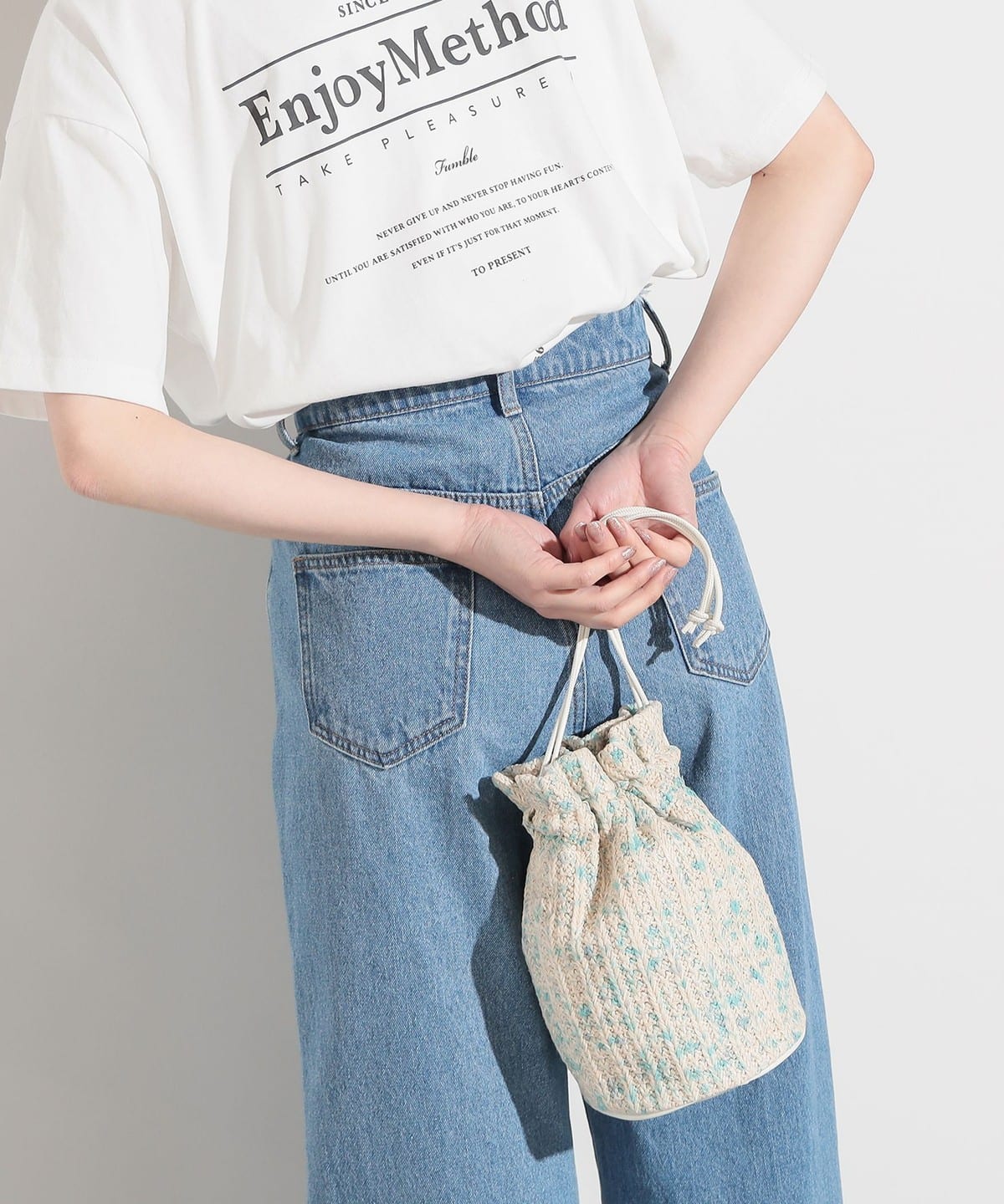 ミックスコンビ 巾着バッグ バッグ WOMEN IVORY ONE SIZE ミックスコンビ 巾着バッグ バッグ WOMEN IVORY ONE SIZE