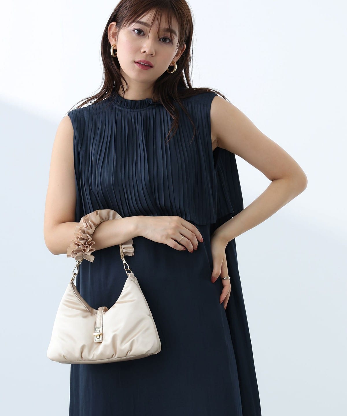 フリルハンドル サテン バッグ バッグ WOMEN GOLD ONE SIZE フリルハンドル サテン バッグ バッグ WOMEN GOLD ONE SIZE