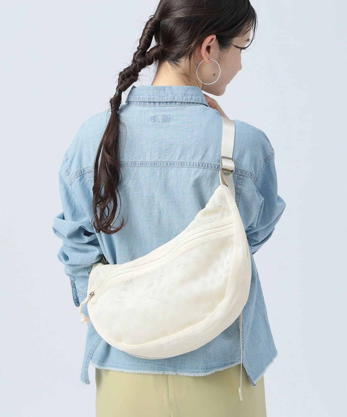 メッシュ ハーフムーン ショルダーバッグ バッグ WOMEN IVORY ONE SIZE メッシュ ハーフムーン ショルダーバッグ バッグ WOMEN IVORY ONE SIZE
