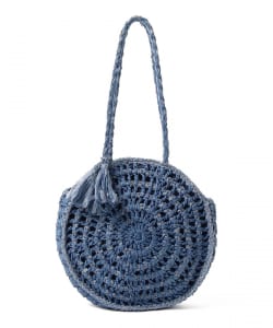 Round ribbon woven paper tote bag
