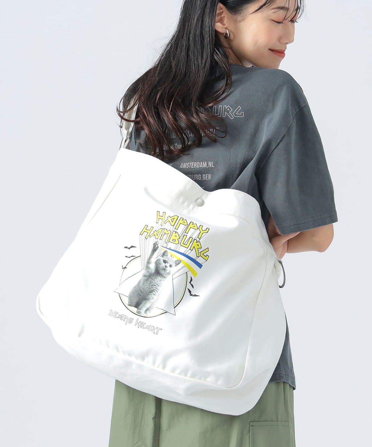 【ショップ先行販売・EXCLUSIVE】ハッピーハンバーグ キャットビーム キャンバス バッグ バッグ WOMEN OFF WHITE ONE SIZE 【ショップ先行販売・EXCLUSIVE】ハッピーハンバーグ キャットビーム キャンバス バッグ バッグ WOMEN OFF WHITE ONE SIZE