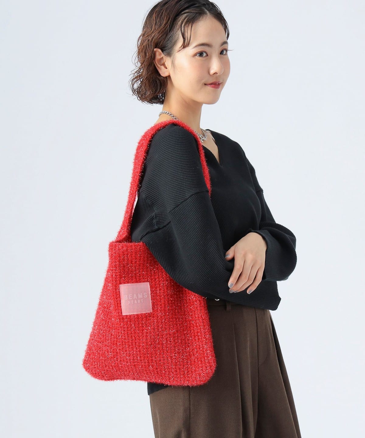 グリッター ニット バッグ バッグ WOMEN RED ONE SIZE グリッター ニット バッグ バッグ WOMEN RED ONE SIZE