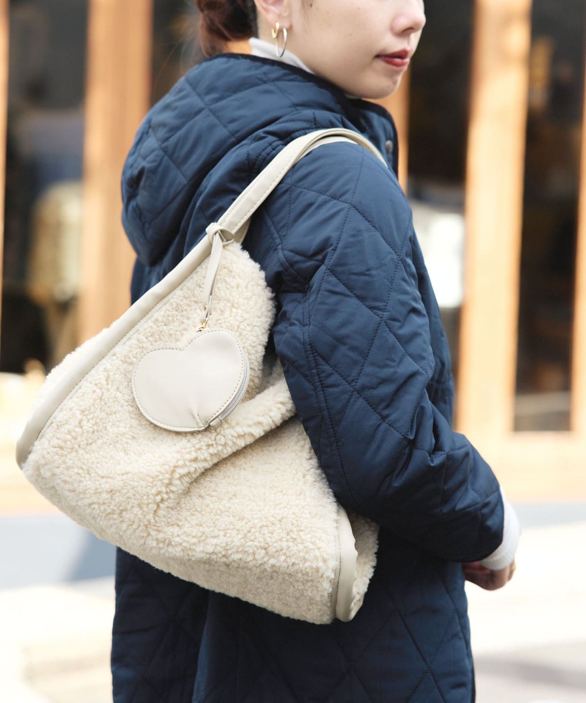 BEAMS HEART（ビームス ハート）ハート ポーチ付 ボア トート