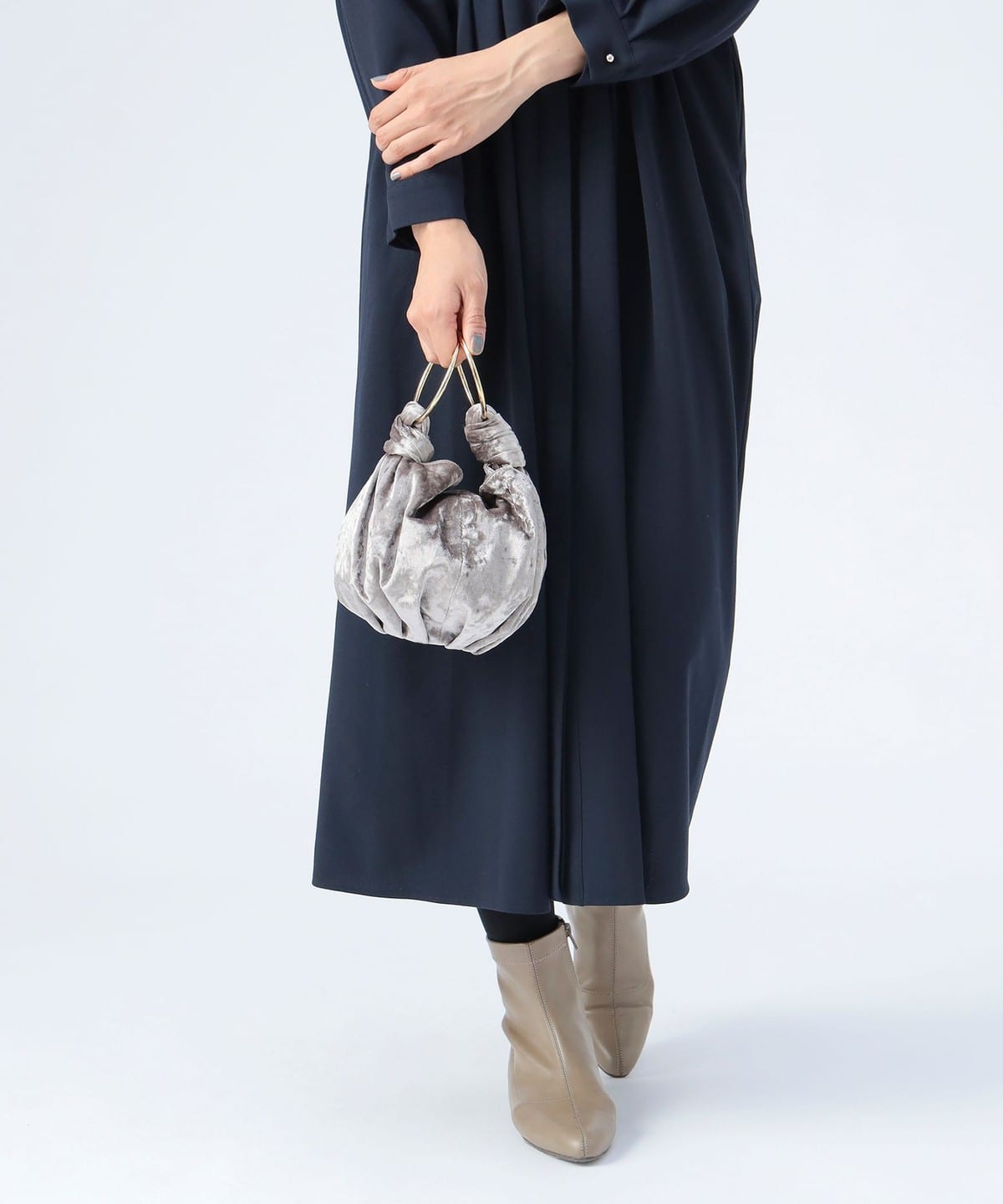 リング ベロア バッグ バッグ WOMEN GREY ONE SIZE