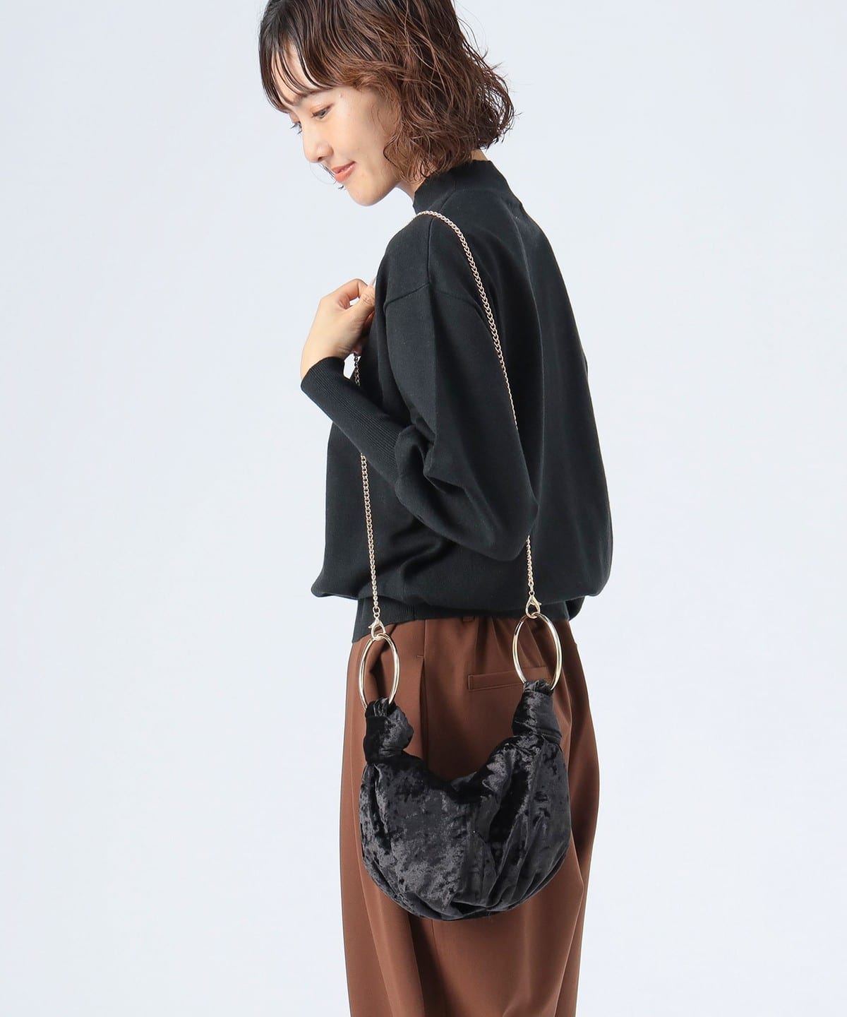 リング ベロア バッグ バッグ WOMEN BLACK ONE SIZE