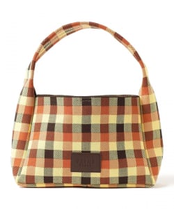 ギンガム チェック ニット バッグ