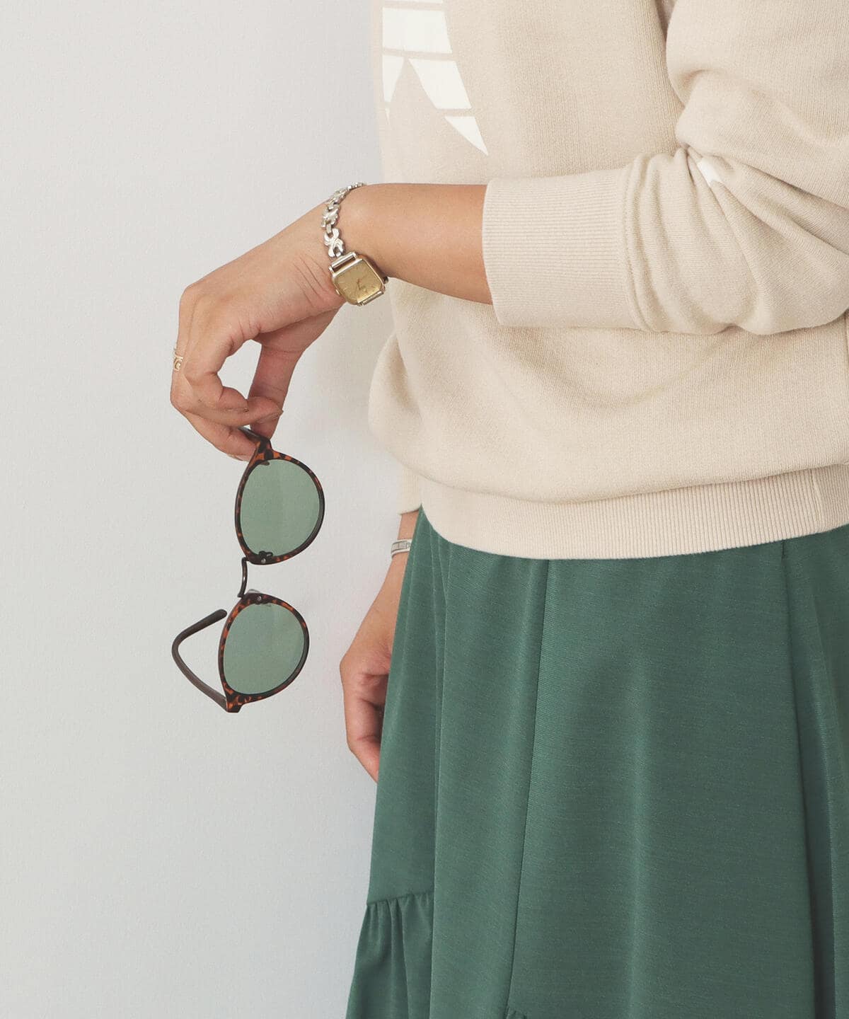 BEAMS HEART �r�[���X �n�[�g / �J���[�����Y �T���O���X �t�@�b�V�����G�� WOMEN GREEN FREE