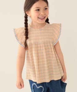 BEAMS mini / 童裝 格紋 傘形袖 上衣24SS（90～150cm）