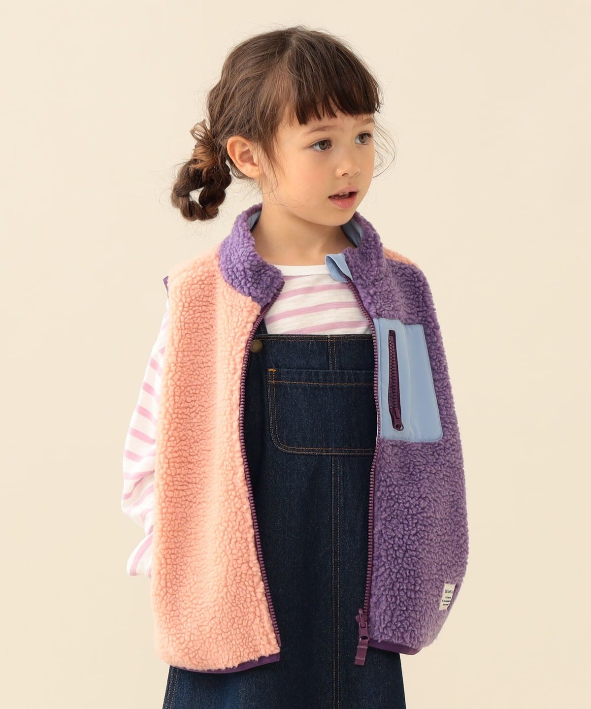 �{�A ���o�[�V�u�� �x�X�g 2026FW�i90 140cm�j �g�b�v�X LILAC×PINK S(90-100)