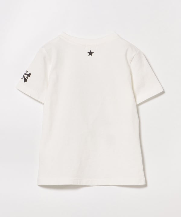 BEAMS mini（ビームス ミニ）スカル フロッキー Tシャツ（90