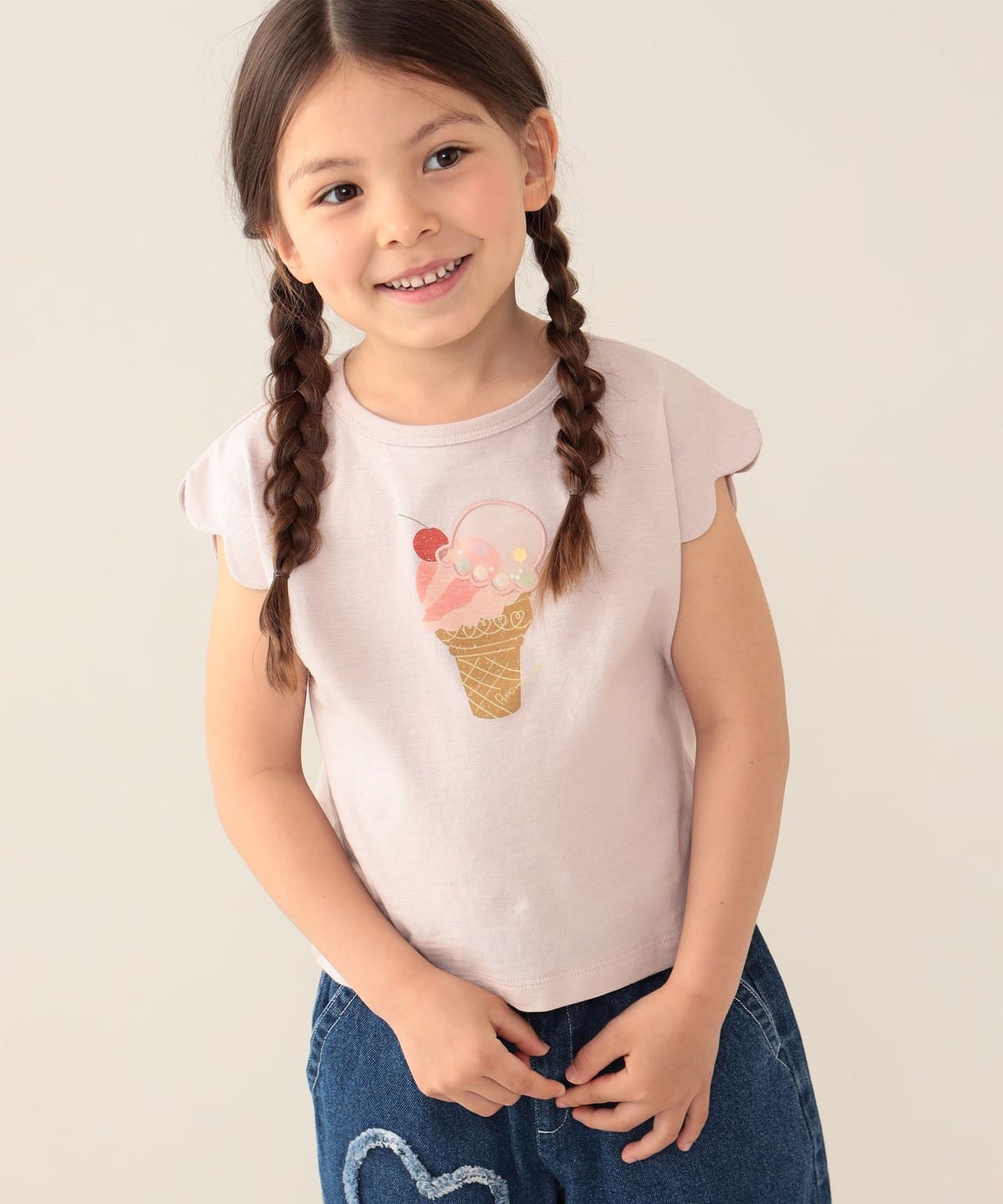 BEAMS mini / Ice Cream Scallop T-shirt 24SS (90-150cm)