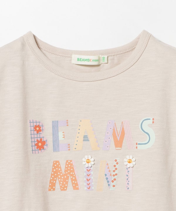 BEAMS mini（ビームス ミニ）フラワーロゴ ペプラム Tシャツ（90