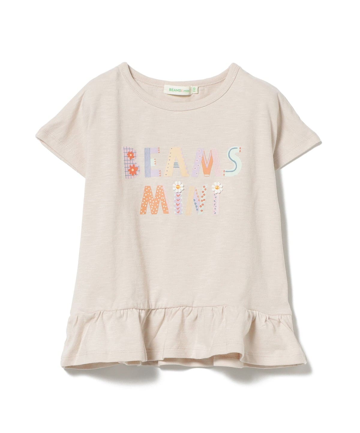 BEAMS mini（ビームス ミニ）フラワーロゴ ペプラム Tシャツ（90