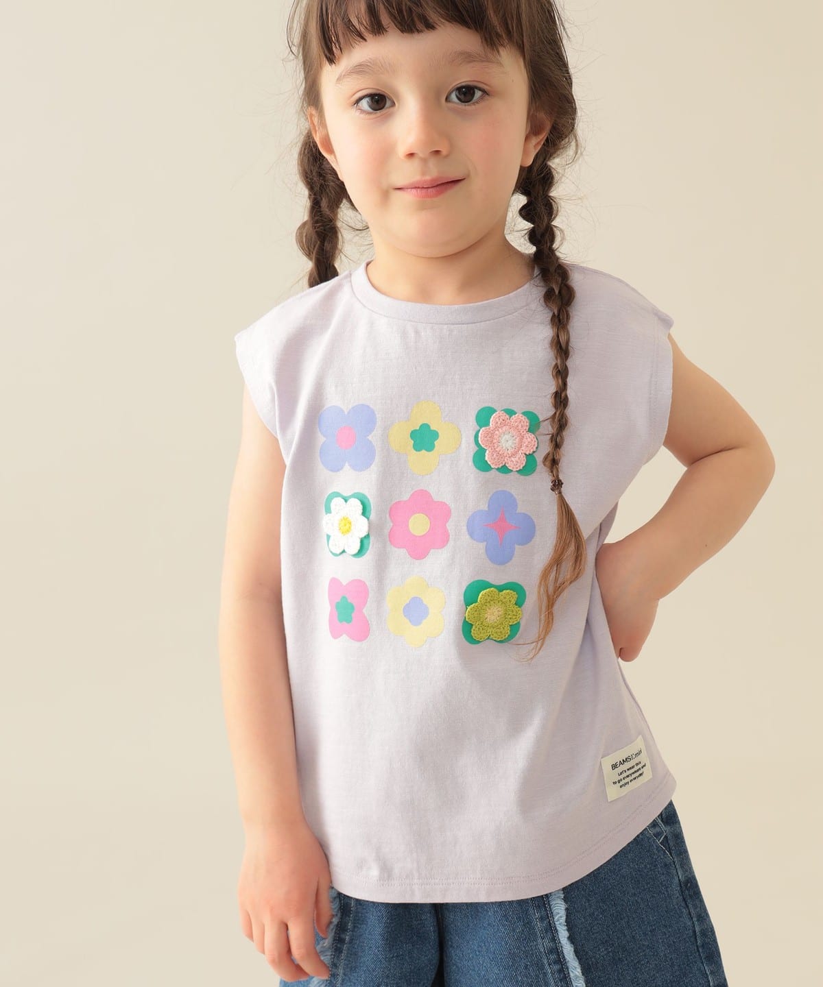 フラワー ノースリーブ カットソー 2025SS(90 150cm) Tシャツ・カットソー LAVENDER 110 フラワー ノースリーブ カットソー 2025SS(90 150cm) Tシャツ・カットソー LAVENDER 110