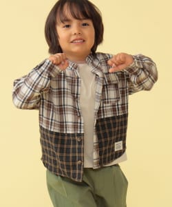 BEAMS mini / 童裝 配色 拼接 格紋 襯衫 23 （90～150cm）