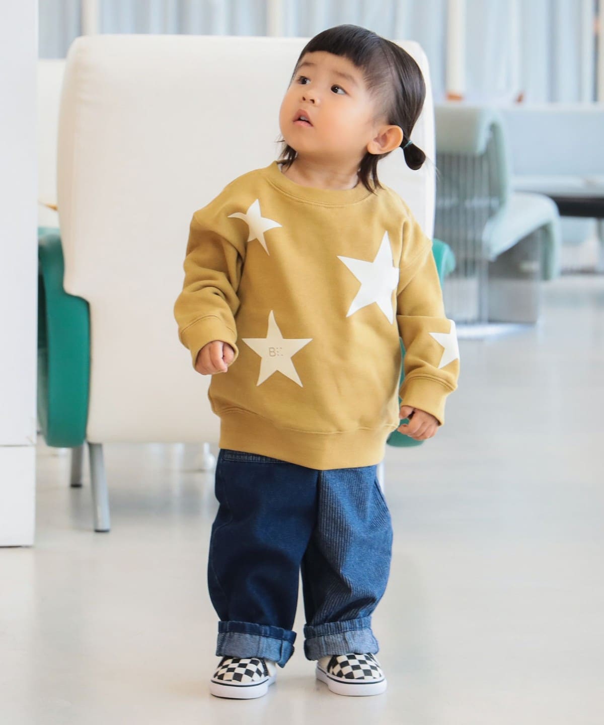 BEAMS mini（ビームス ミニ）星 フロッキー スウェット プルオーバー