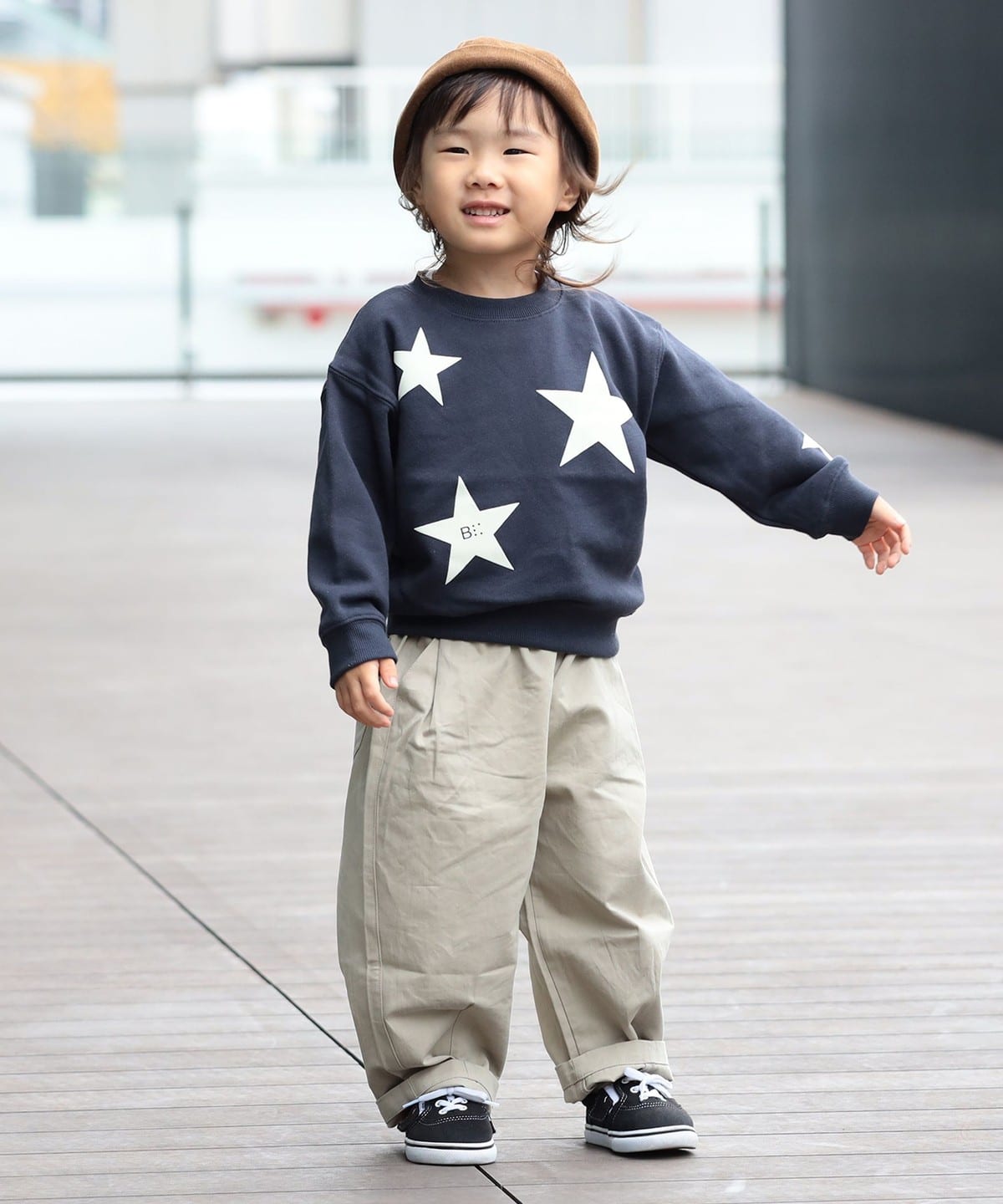 BEAMS mini（ビームス ミニ）星 フロッキー スウェット プルオーバー