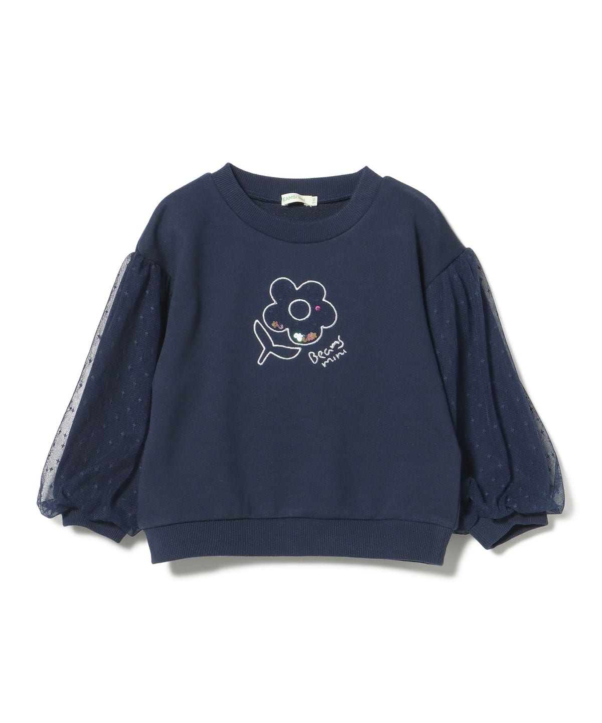 BEAMS mini（ビームス ミニ）チュールスリーブ キラキラ スウェット 